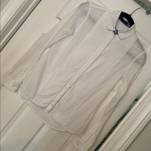 The Row White Shirt with Light Blue Collar Trim sz2